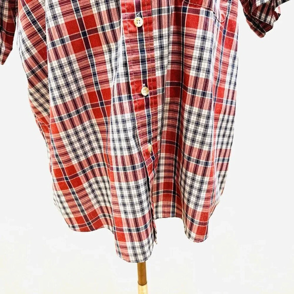 DAVID TAYLOR Men Short Sleeve Button Down Plaid Collared Red Shirt Size Large - Picture 3 of 12